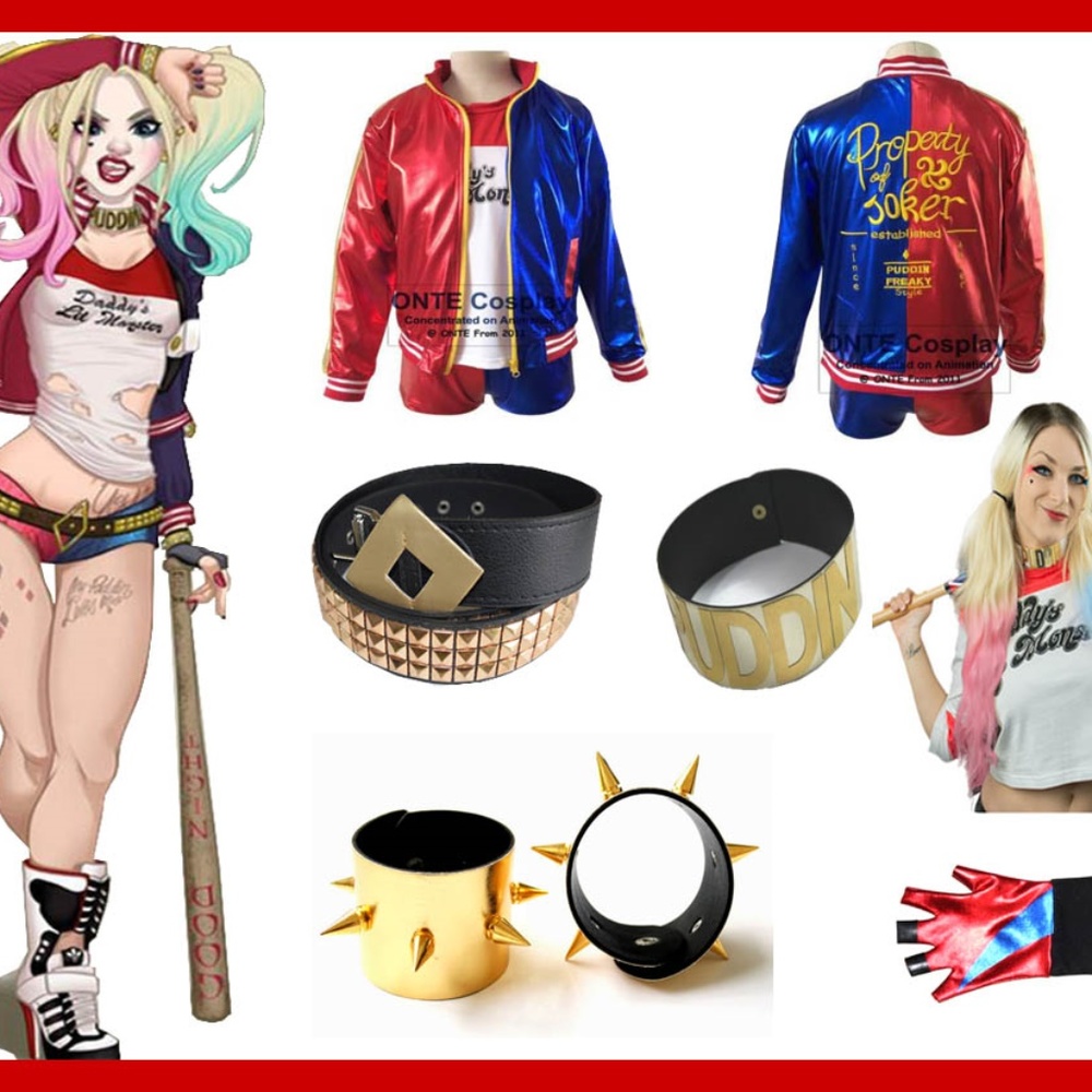 8 PCS NEW Harley Quinn cosplay costume women girls